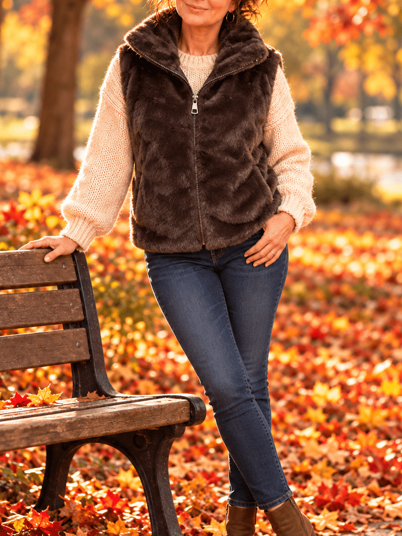Bodywarmer Zachte Fluffy - Bruin