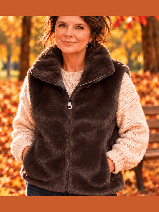 Bodywarmer Zachte Fluffy - Bruin