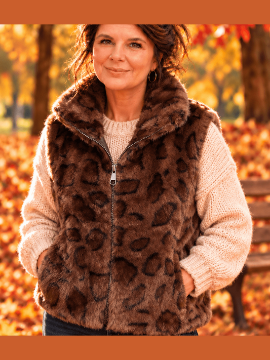 Bodywarmer Zachte Fluffy - Leopard
