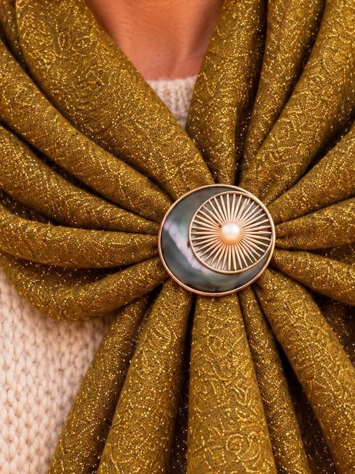 Broche met magneet - Zilver - parelmoer inleg