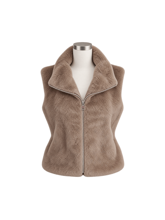 Bodywarmer Zachte Fluffy - Lichtbruin