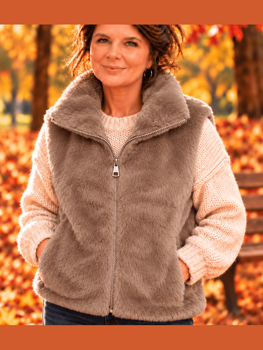 Bodywarmer Zachte Fluffy - Lichtbruin