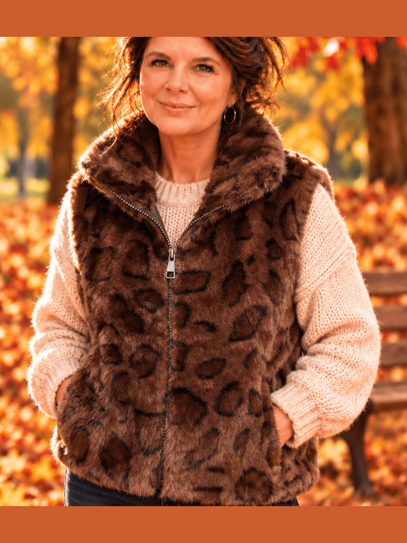 Bodywarmer Zachte Fluffy - Leopard