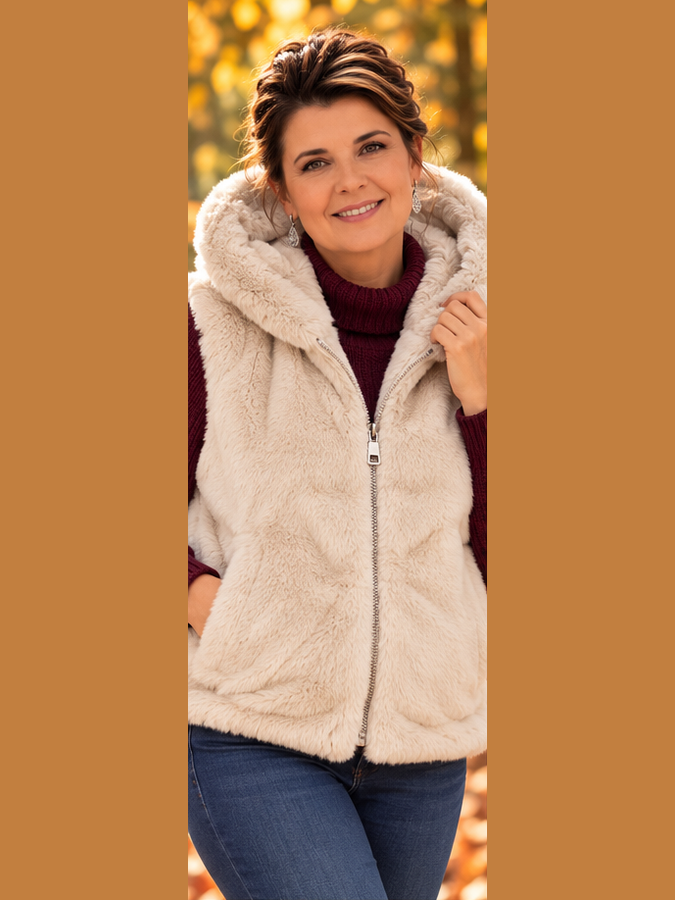 Bodywarmer zonder mouwen met kap