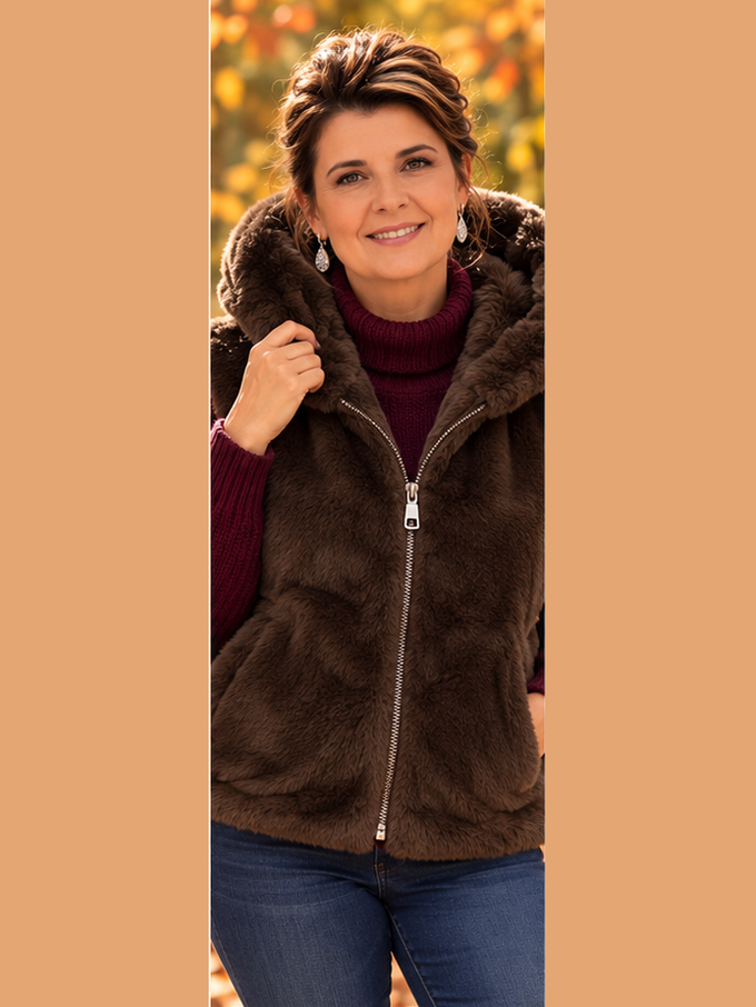 Bodywarmer zonder mouwen met kap