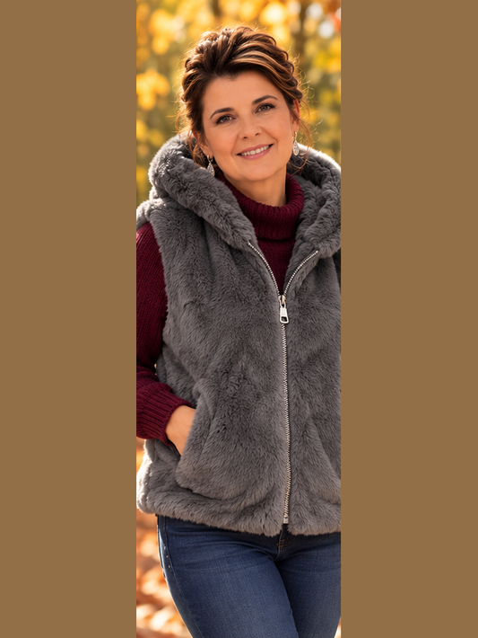 Bodywarmer zonder mouwen met kap