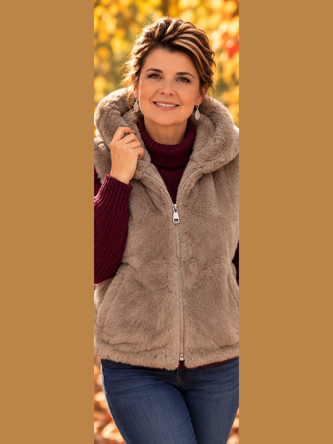 Bodywarmer zonder mouwen met kap